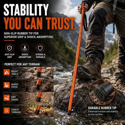 Survival Hiking Stick – Adjustable Trekking Pole with Built-In Outdoor Survival Tools