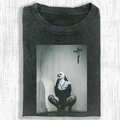 Kneeling Nun Gothic Oversized Washed Dark Aesthetic T-Shirt