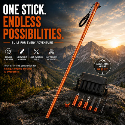 Survival Hiking Stick – Adjustable Trekking Pole with Built-In Outdoor Survival Tools