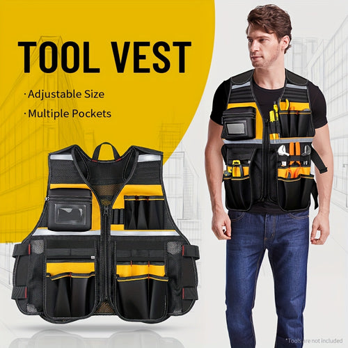 Heavy-Duty Reflective Tool Vest That Keeps Tools Ready and Workers Visible