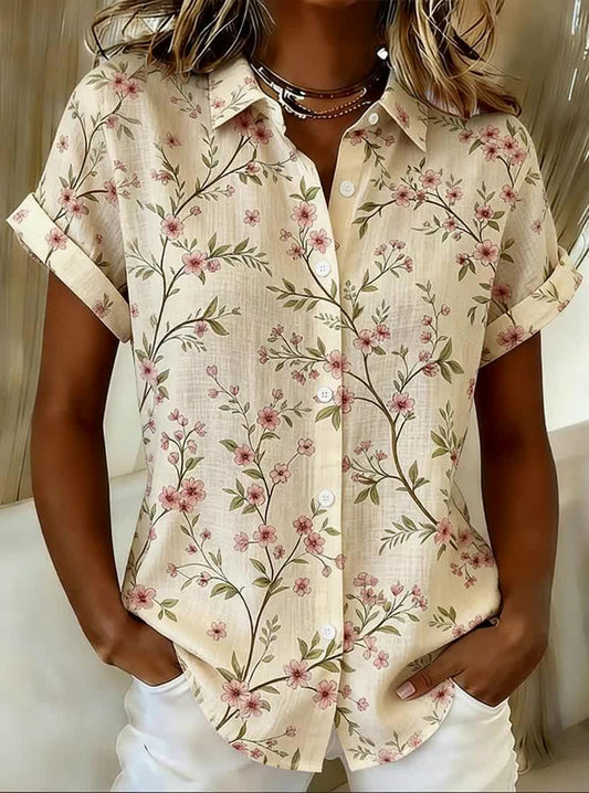 Boho Women'S Casual Color-Blocked Print Shirt