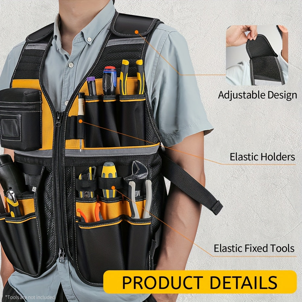Heavy-Duty Reflective Tool Vest That Keeps Tools Ready and Workers Visible