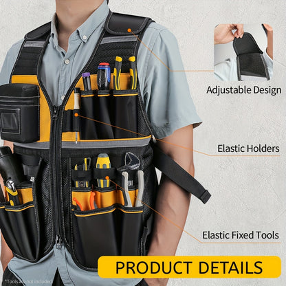 Heavy-Duty Reflective Tool Vest That Keeps Tools Ready and Workers Visible