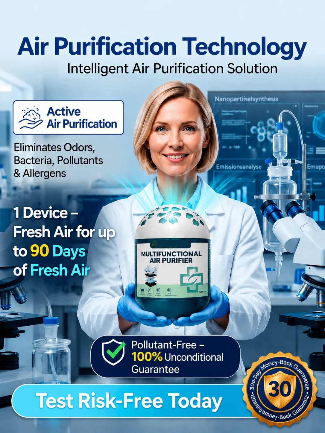 Breathe Cleaner Air in Seconds — Swiss TriSorb™ Air Purifier with 1-Second Deep Clean & 99.99% Purification