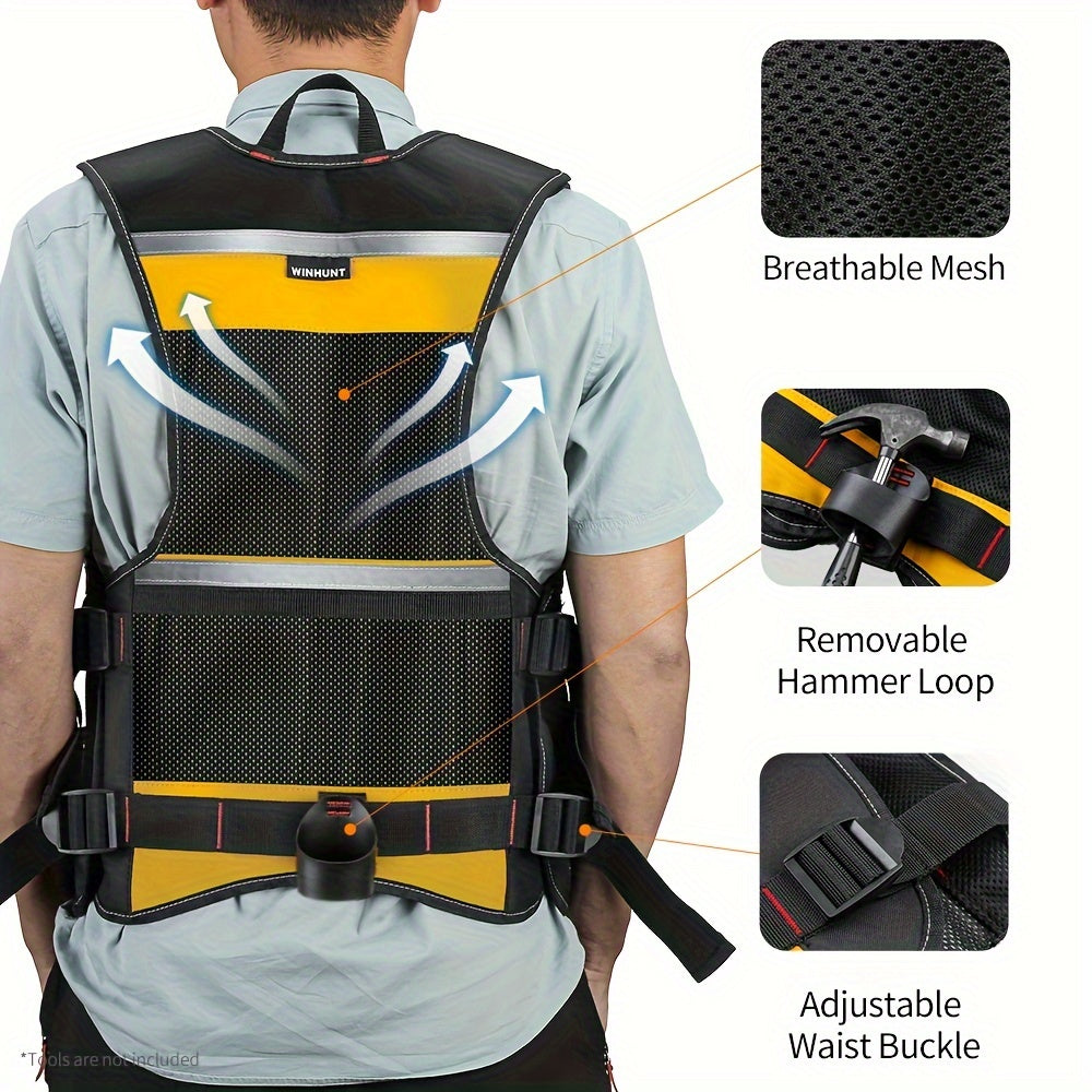 Heavy-Duty Reflective Tool Vest That Keeps Tools Ready and Workers Visible
